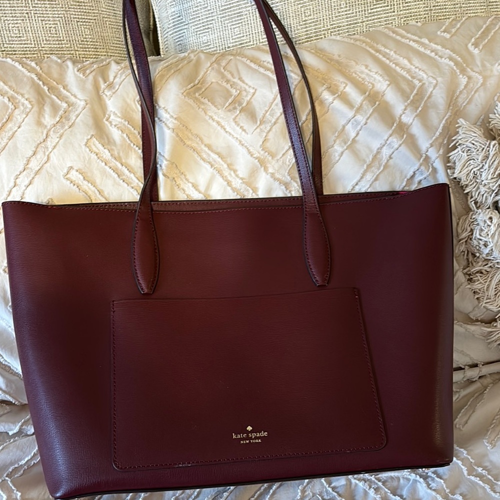 Kate Spade Wine colored Tote Bag with Structured Design